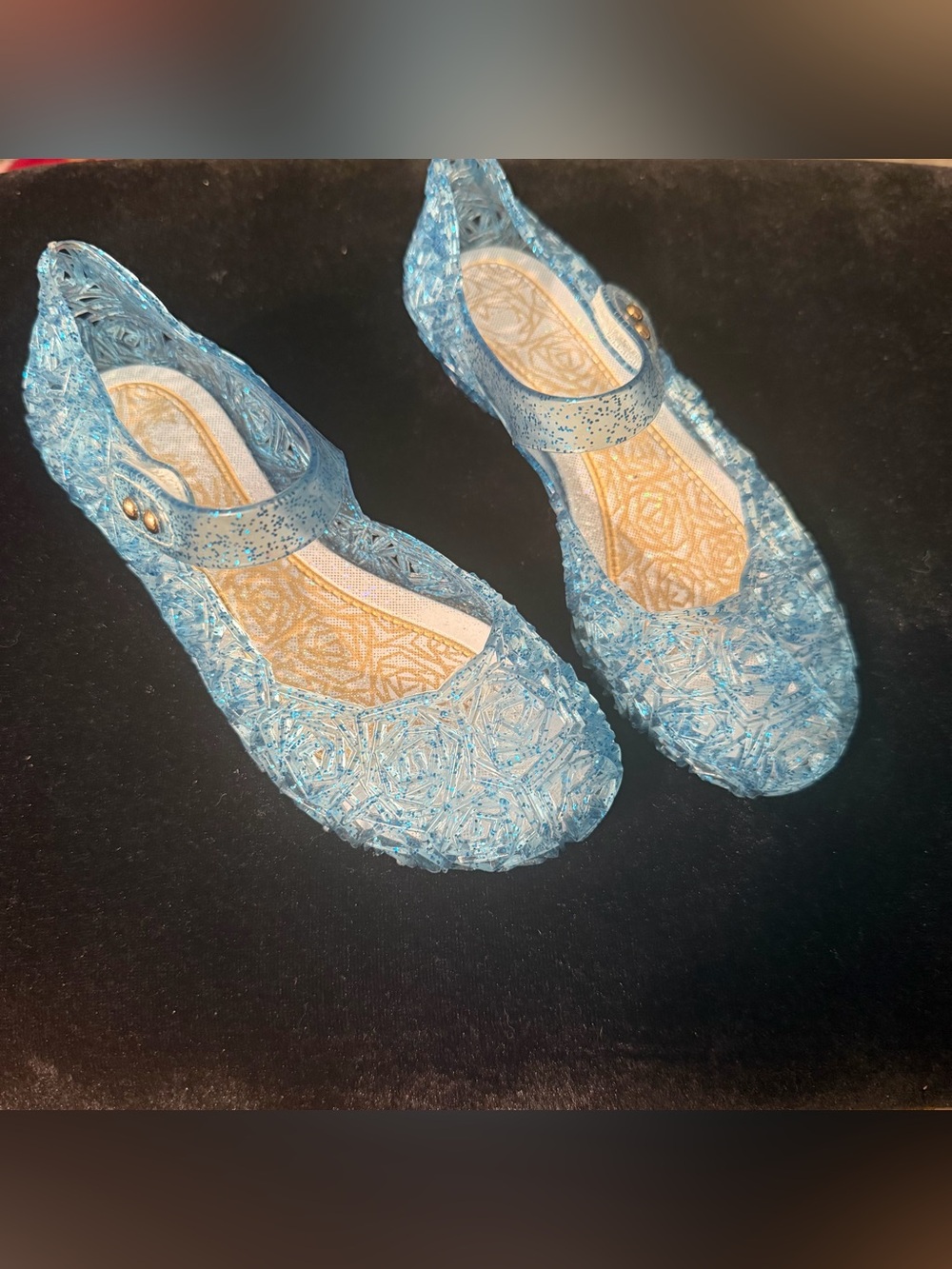 Girls  Clear Blue Jelly Mary Jane Flats original $35 excellent condition $20